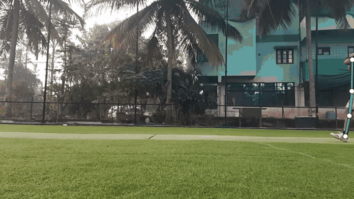 Bowling showcase — pose overlay and delivery metrics for a bowling take